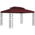 Gazebo 3.97 x 2.96 x 2.68 m Wine Red Polyester and Steel