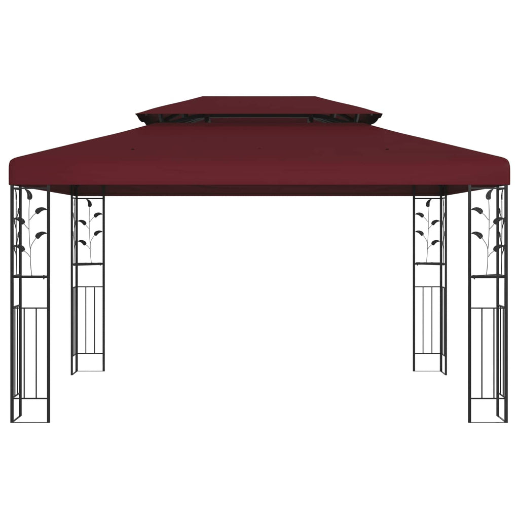 Gazebo 3.97 x 2.96 x 2.68 m Wine Red Polyester and Steel