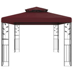 Gazebo 3.97 x 2.96 x 2.68 m Wine Red Polyester and Steel