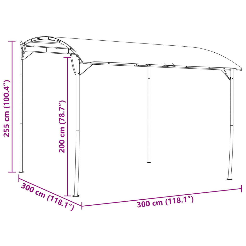 Cenador 3 x 3 x 2,55 m Verde Tela y Aluminio 180 gsm