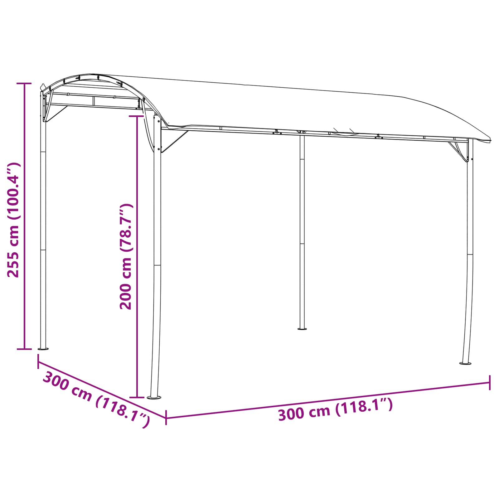 Cenador 3 x 3 x 2,55 m Verde Tela y Aluminio 180 gsm