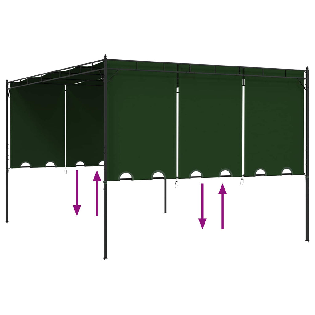 Cenador 4 x 3 x 2,3 m Verde Poliéster y Acero
