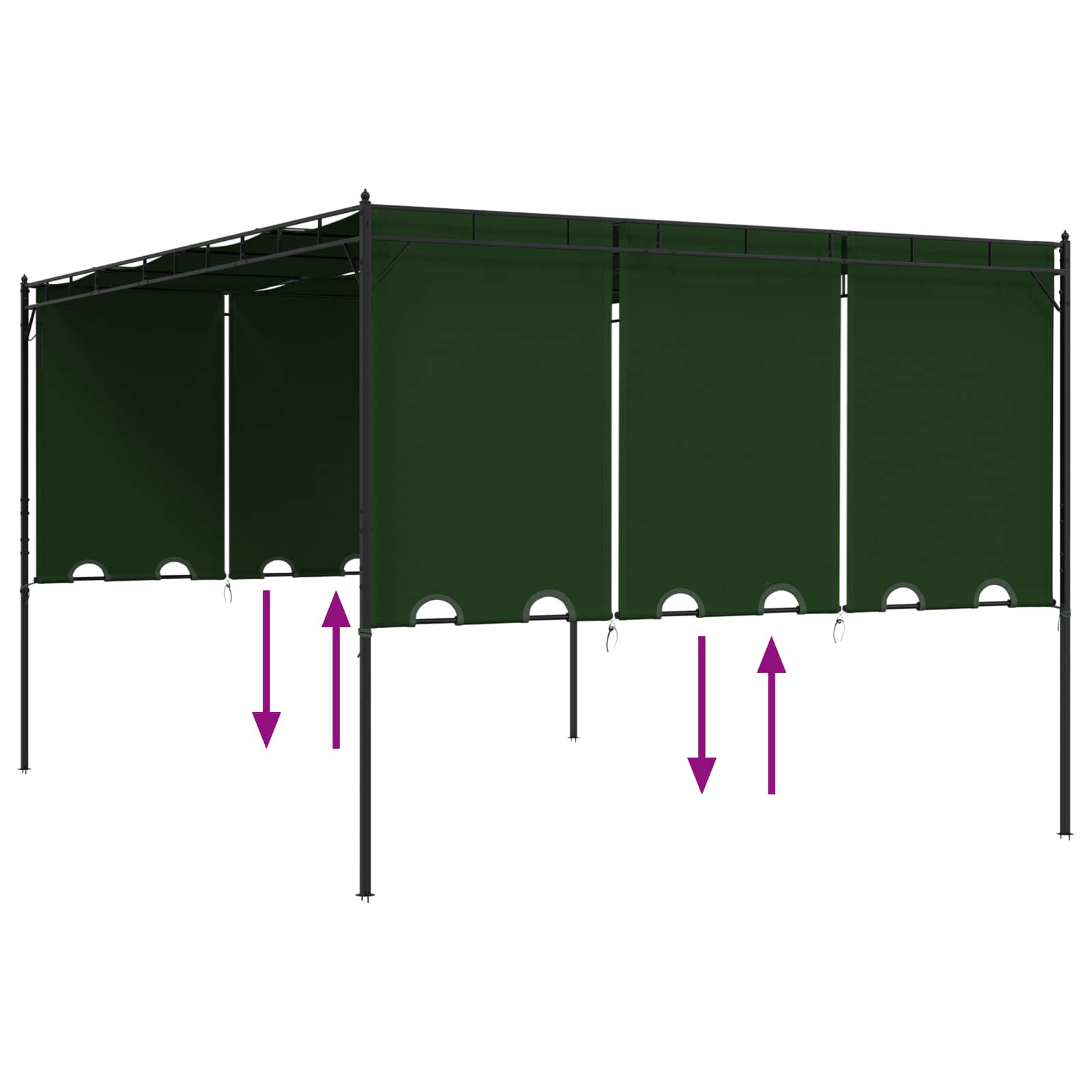 Cenador 4 x 3 x 2,3 m Verde Poliéster y Acero