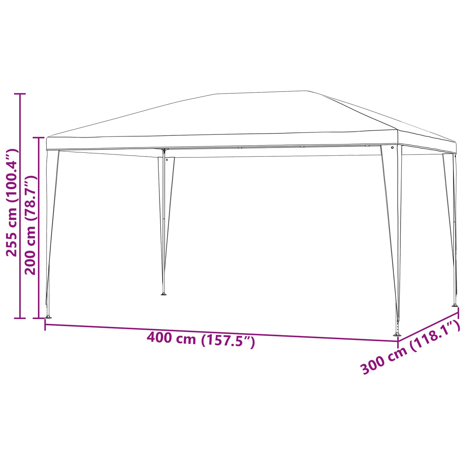 Carpa de Fiesta 400 x 300 x 255 cm Rojo PE y acero