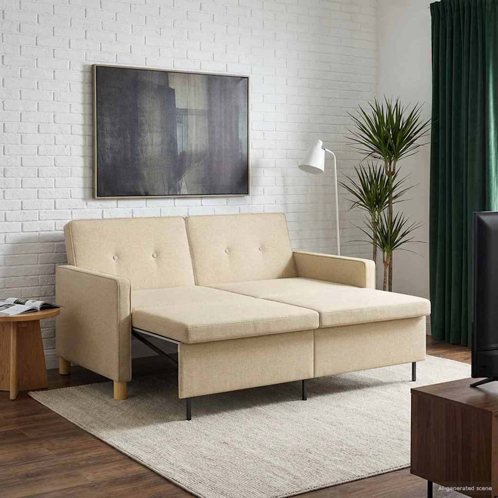 Sofa bed 60cm Cappuccino Faux leather