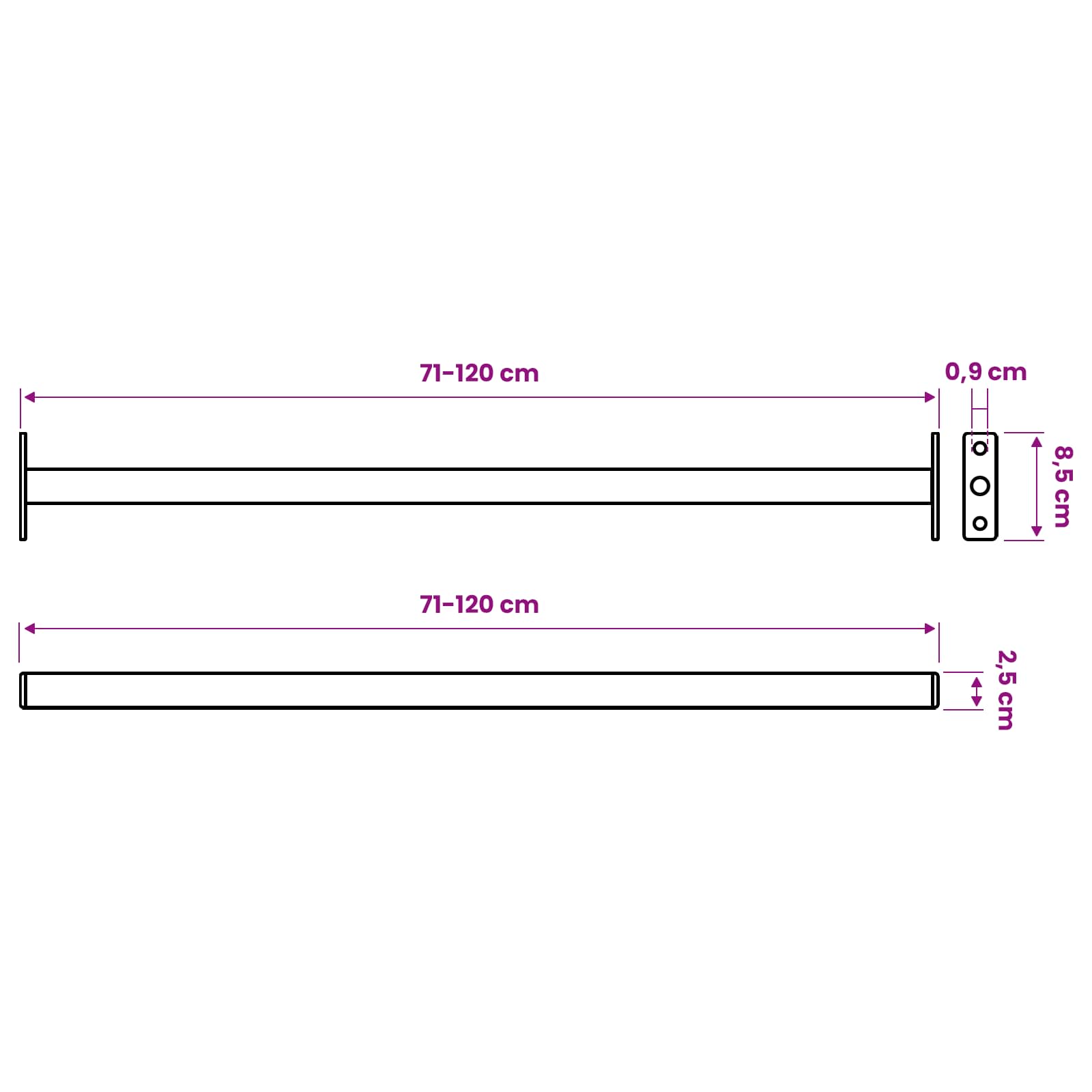 Barra de seguridad ajustable para ventanas 3 pcs Acero