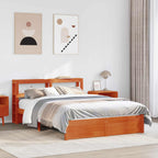 Estructura de cama con cabecera Marrón cera 140 x 200 cm