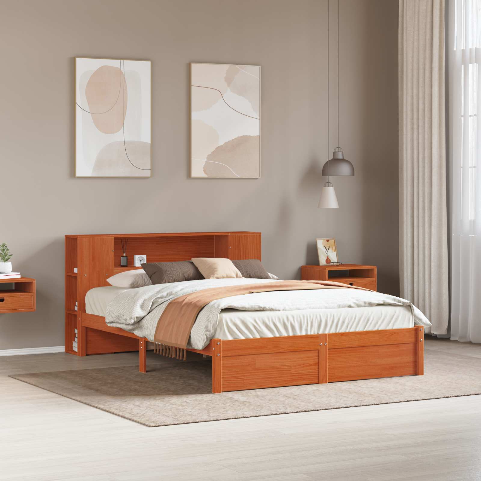 Estrutura de cama com cabeceira Cinzento-escuro 180 x 200 cm Tecido