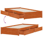 Estructura de cama con cajón 3 pcs Marrón cera Madera de pino