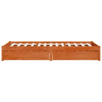 Estructura de cama con cajón 3 pcs Marrón cera Madera de pino