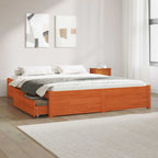 Estructura de cama con cajón con rueda Marrón cera 200 x 200 cm