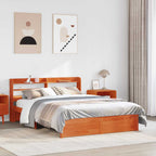 Estructura de cama 2 pcs Marrón cera Madera de Pino Macizo