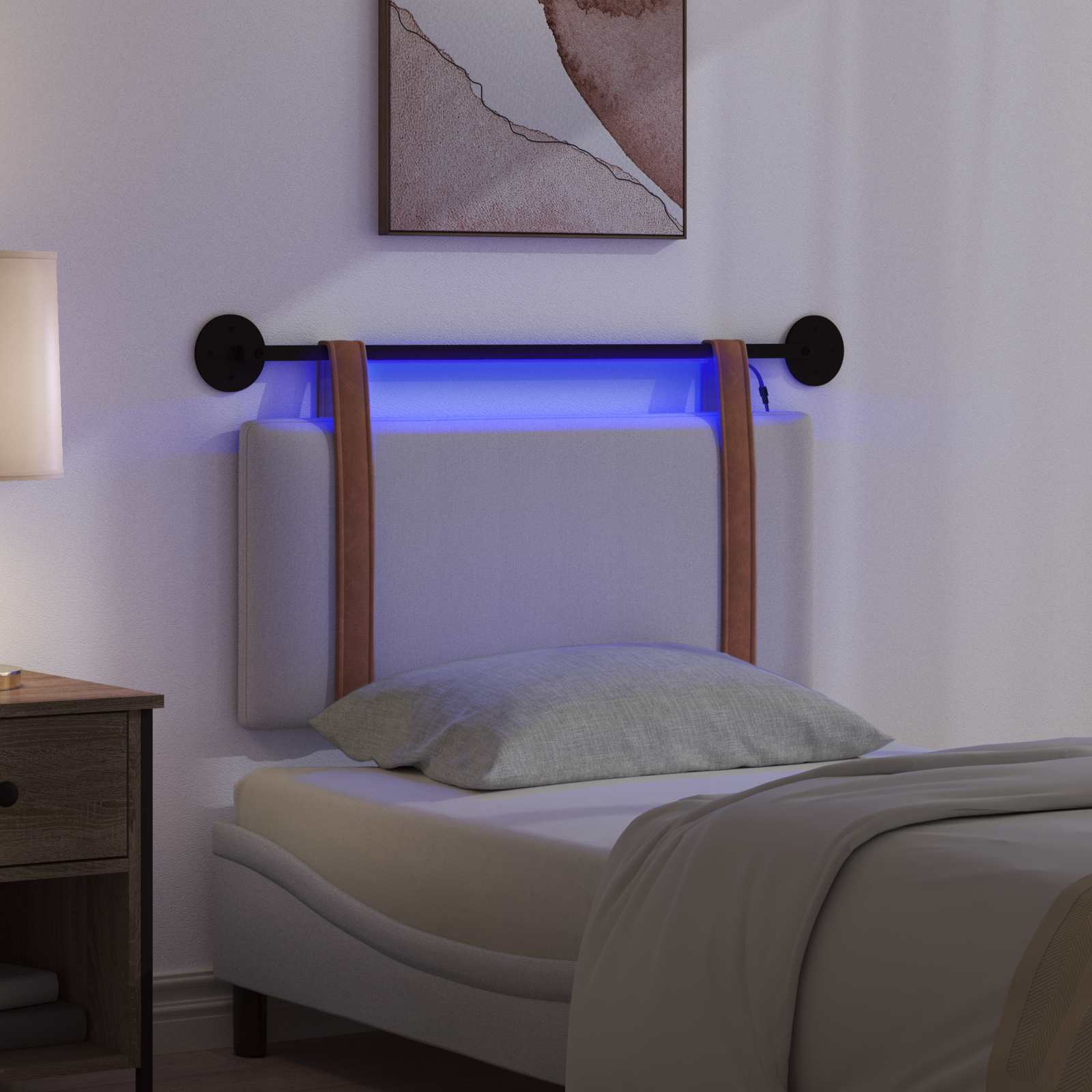 Cabecero colgante Con luz LED Gris Nube PU antiguo