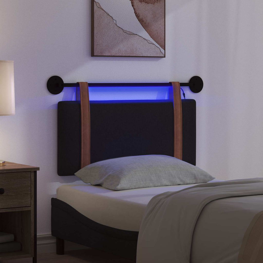 Cabecero colgante Con luz LED Negro PU antiguo