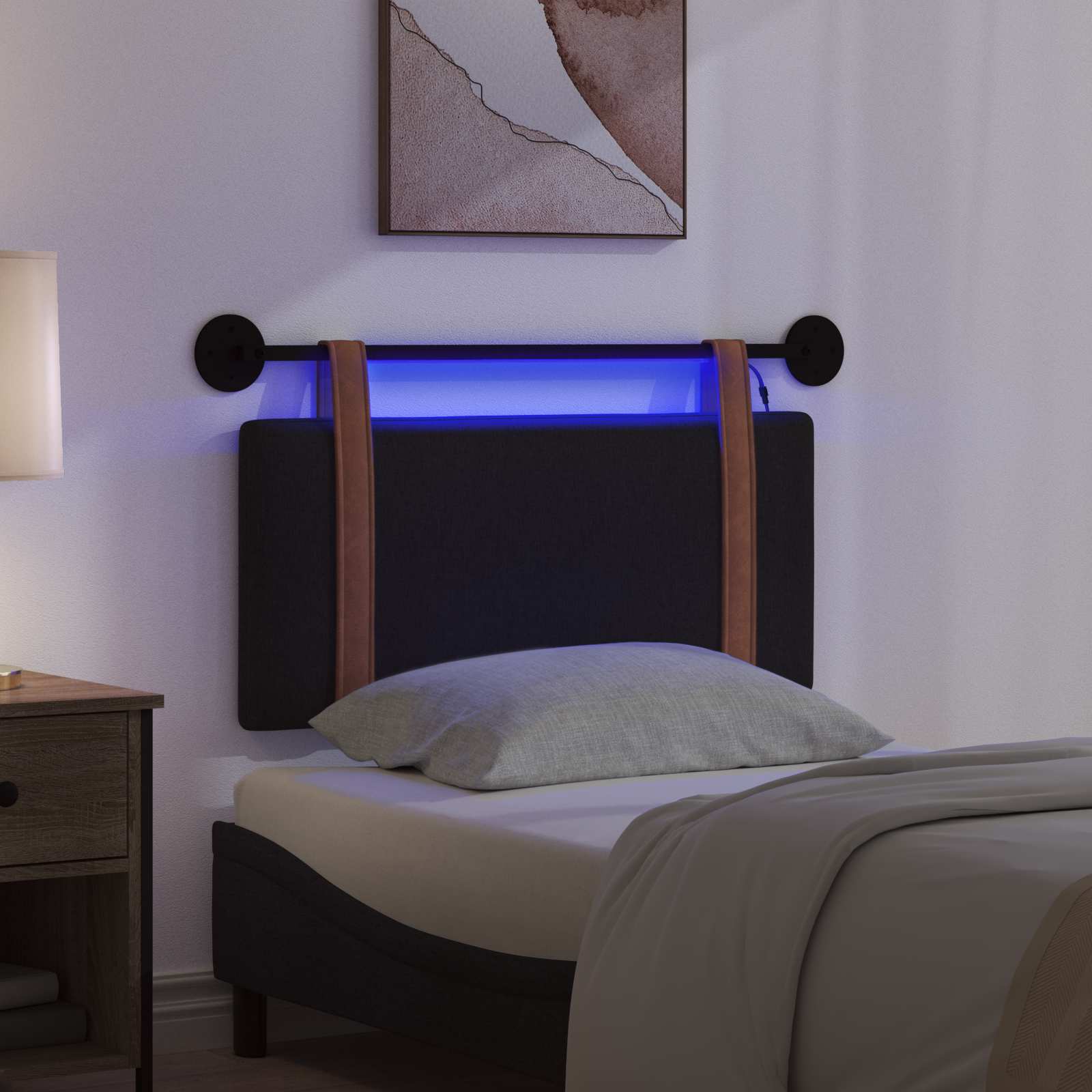 Cabecero colgante Con luz LED Negro PU antiguo
