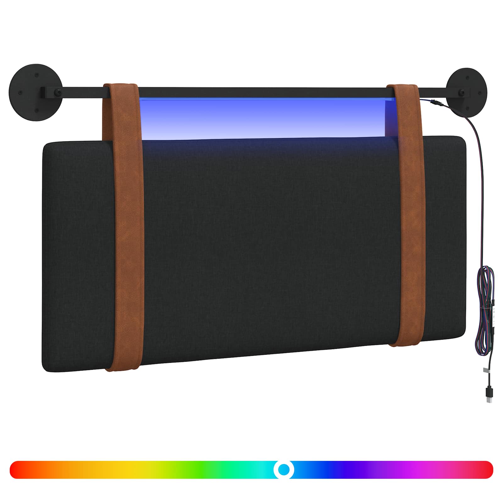 Cabecero colgante Con luz LED Negro PU antiguo