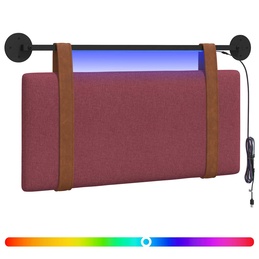 Cabecero colgante Con luz LED Rojo vino PU antiguo