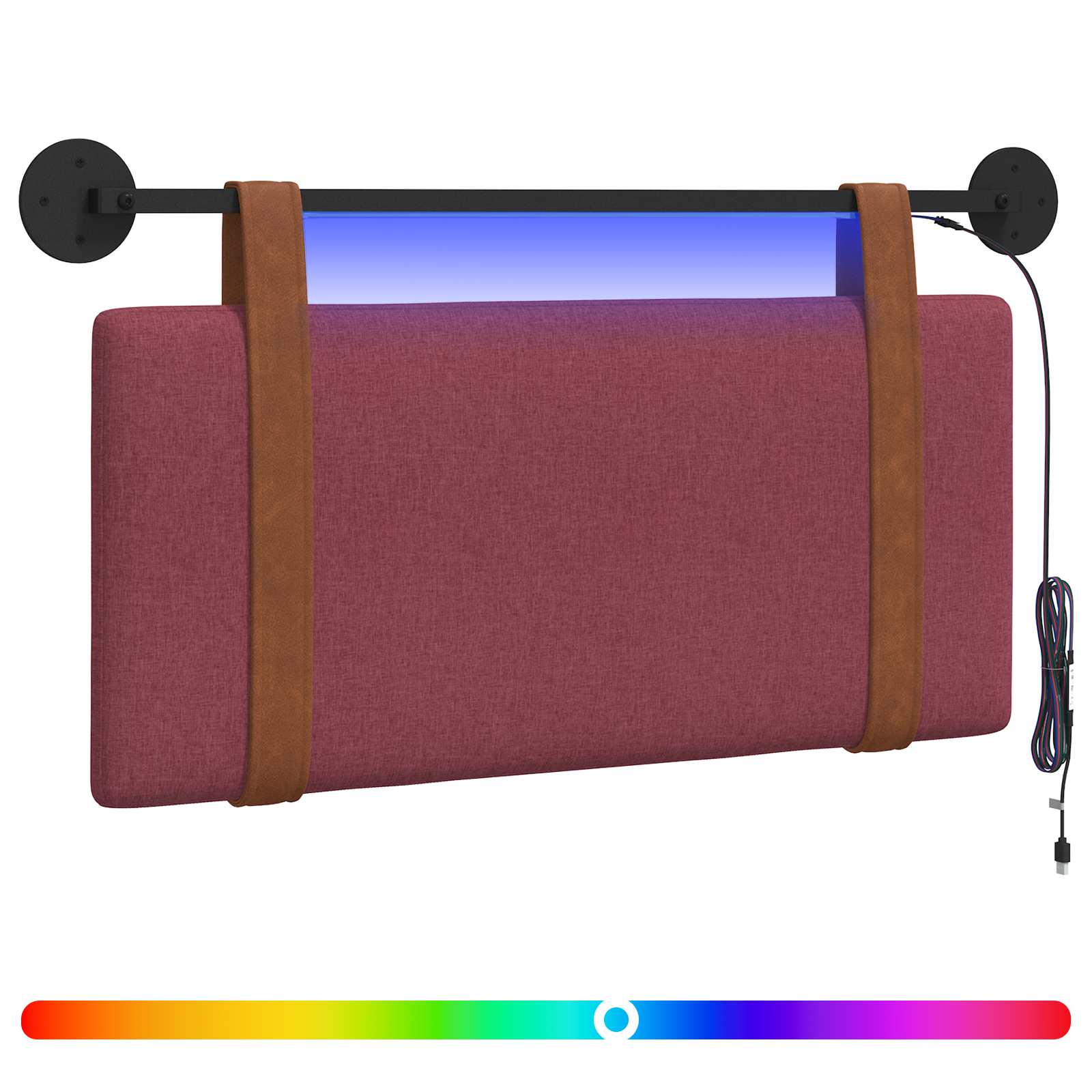 Cabecero colgante Con luz LED Rojo vino PU antiguo