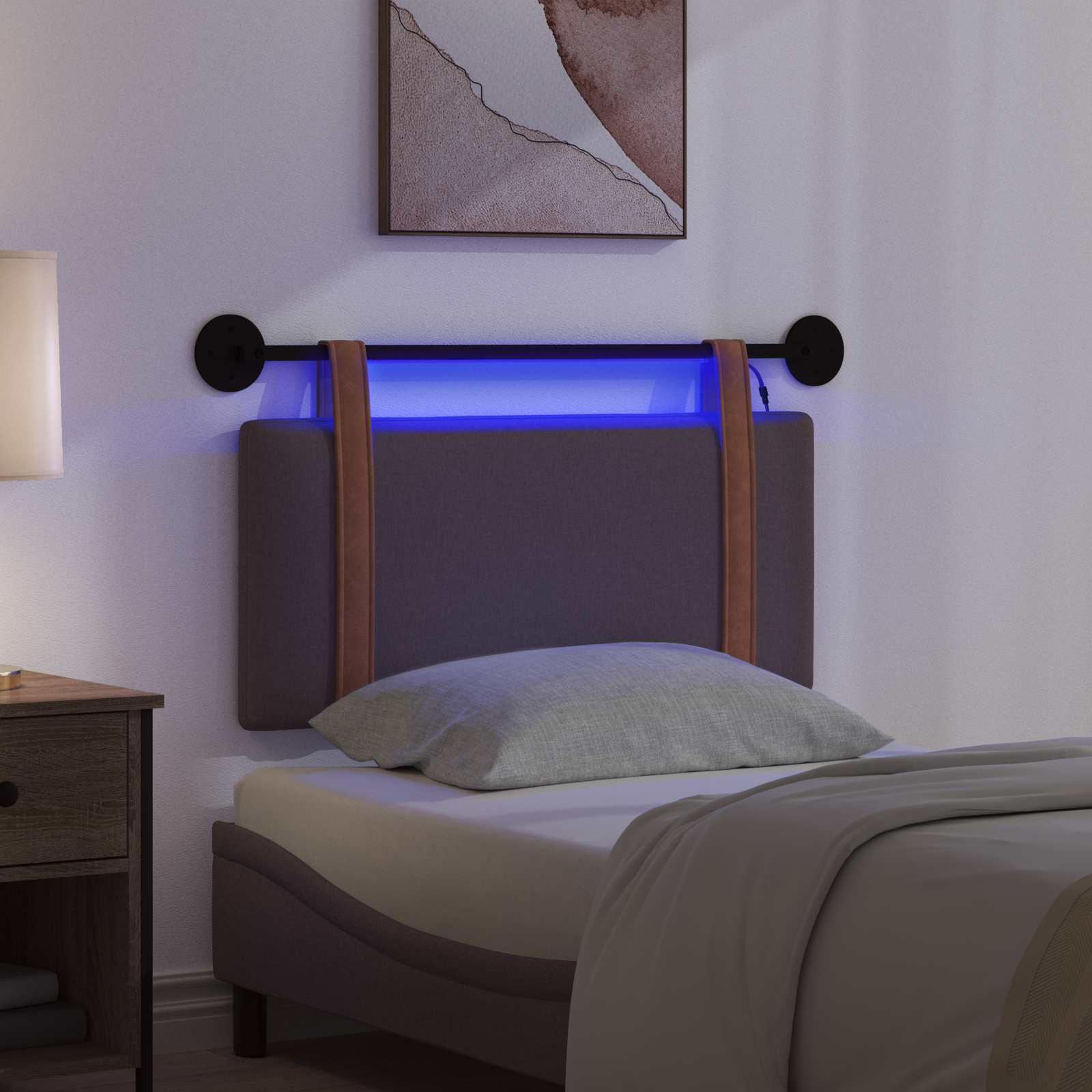 Cabecero colgante Con luz LED Marrón Oscuro PU antiguo