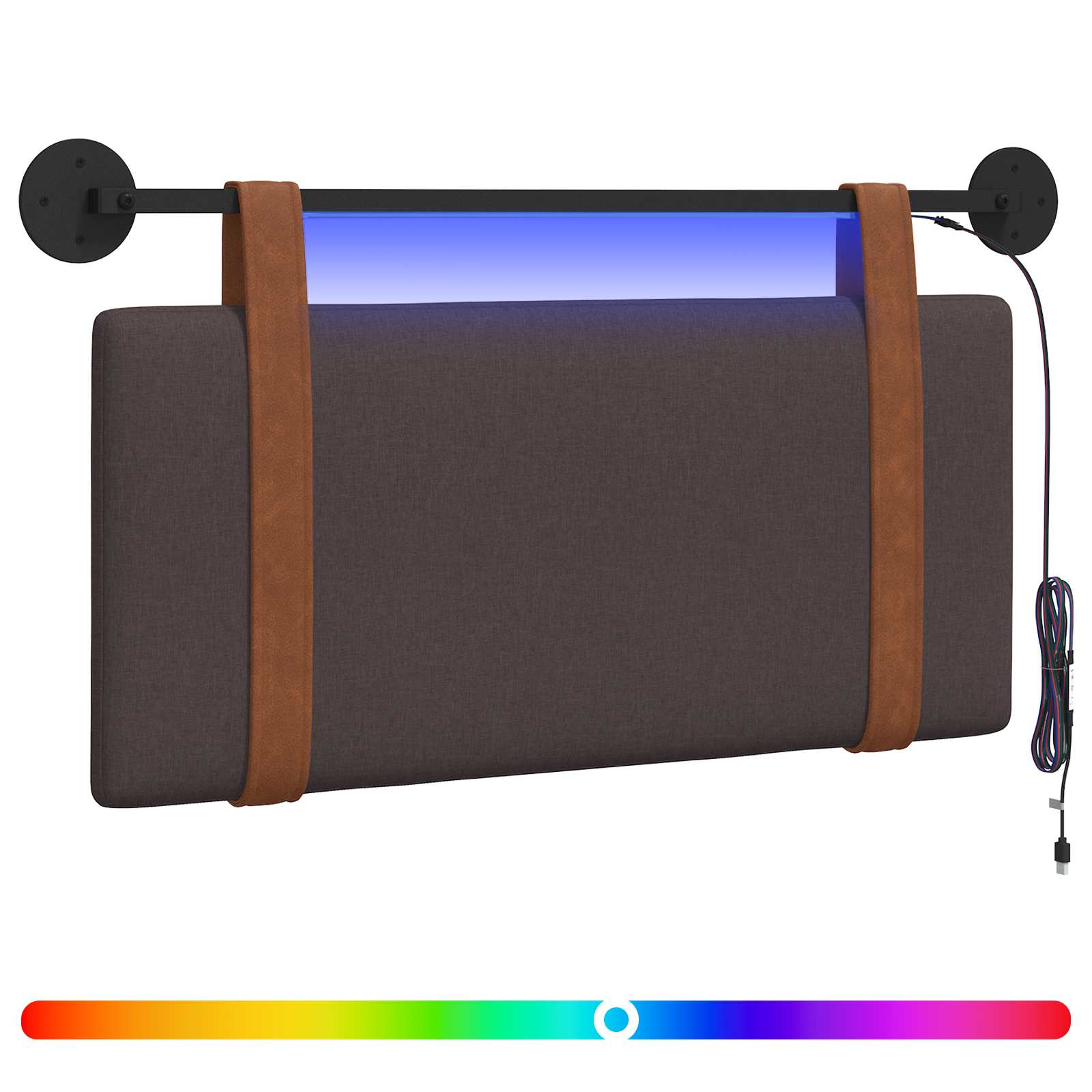 Cabecero colgante Con luz LED Marrón Oscuro PU antiguo
