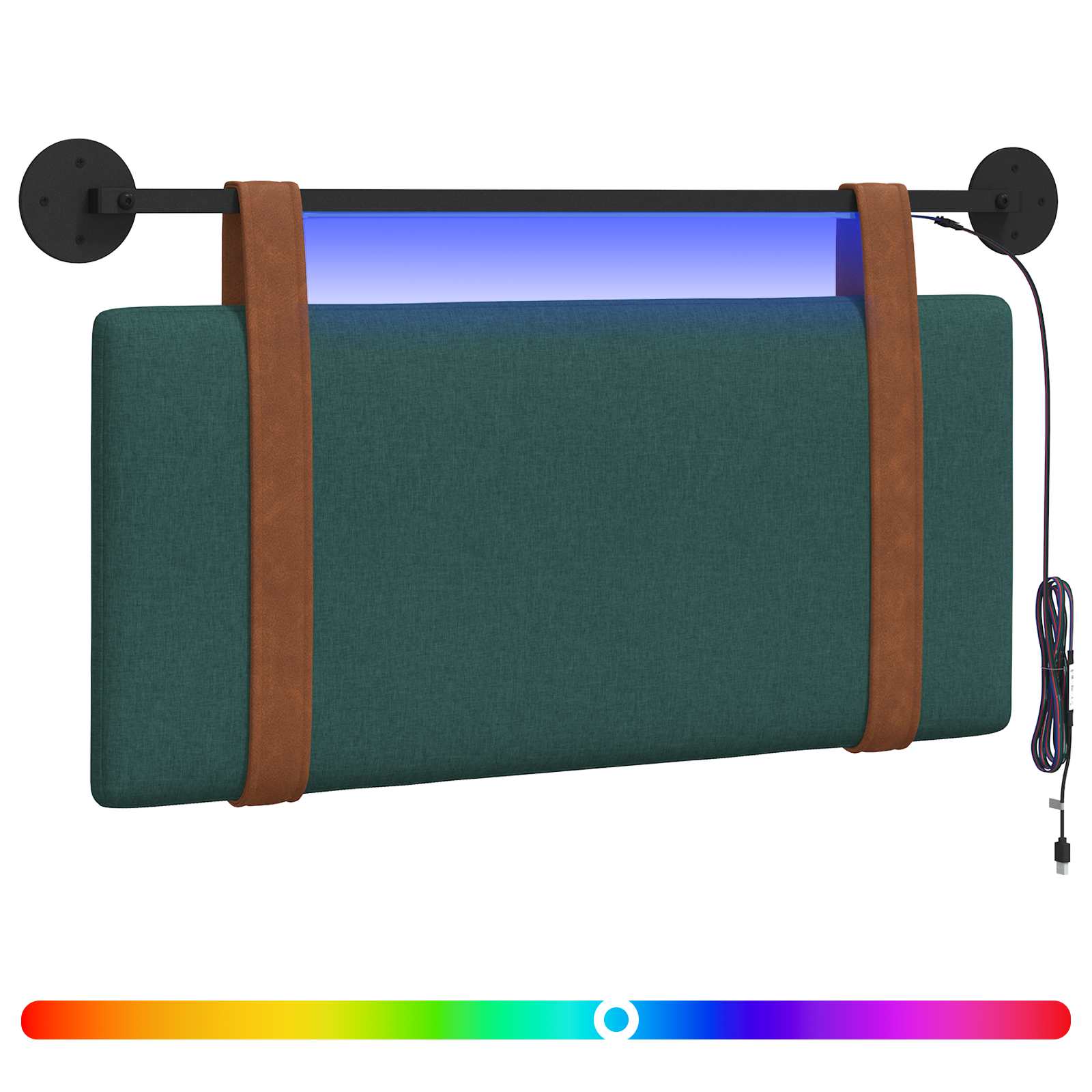 Cabecero colgante Con luz LED Verde oscuro PU antiguo