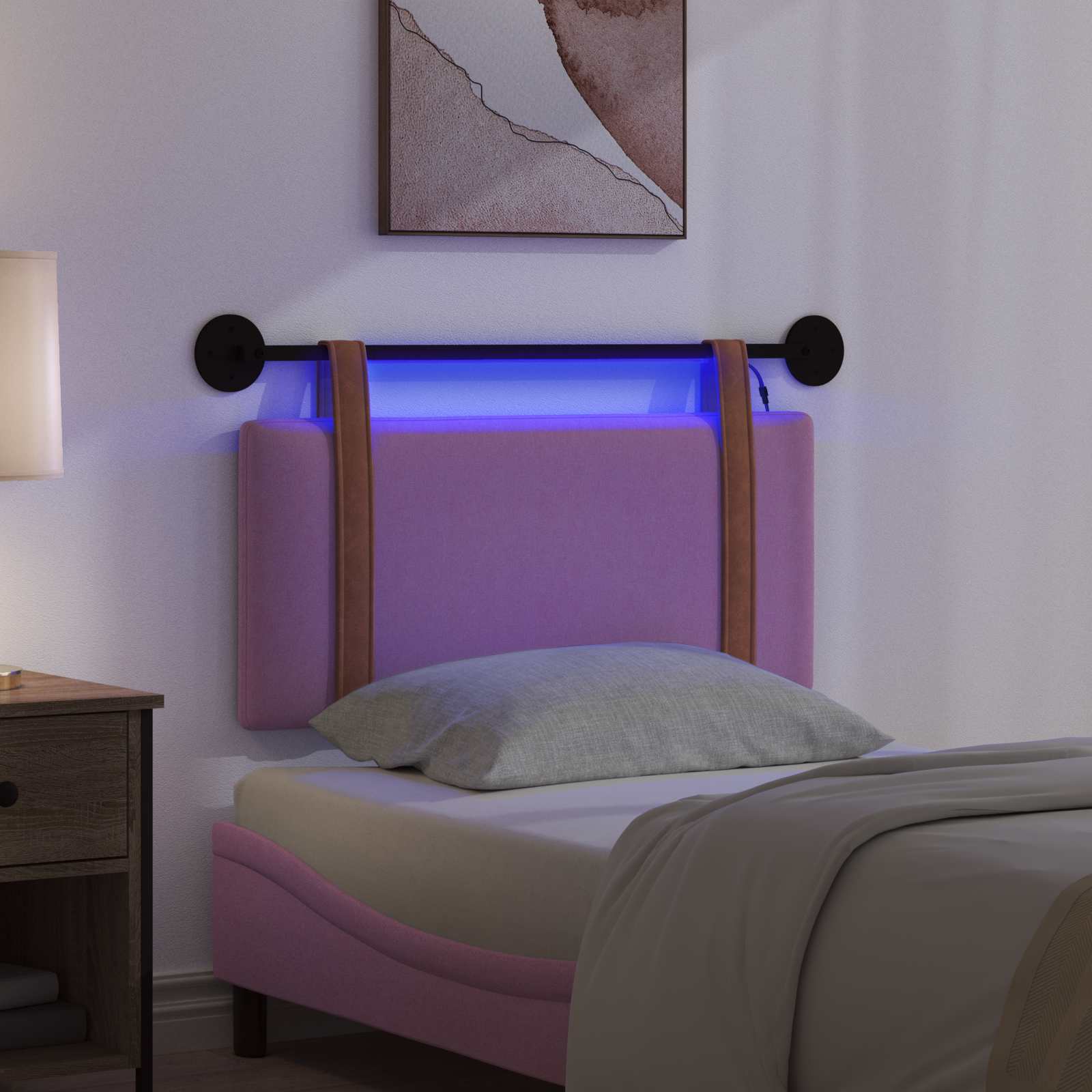 Cabecero colgante Con luz LED Rosa PU antiguo
