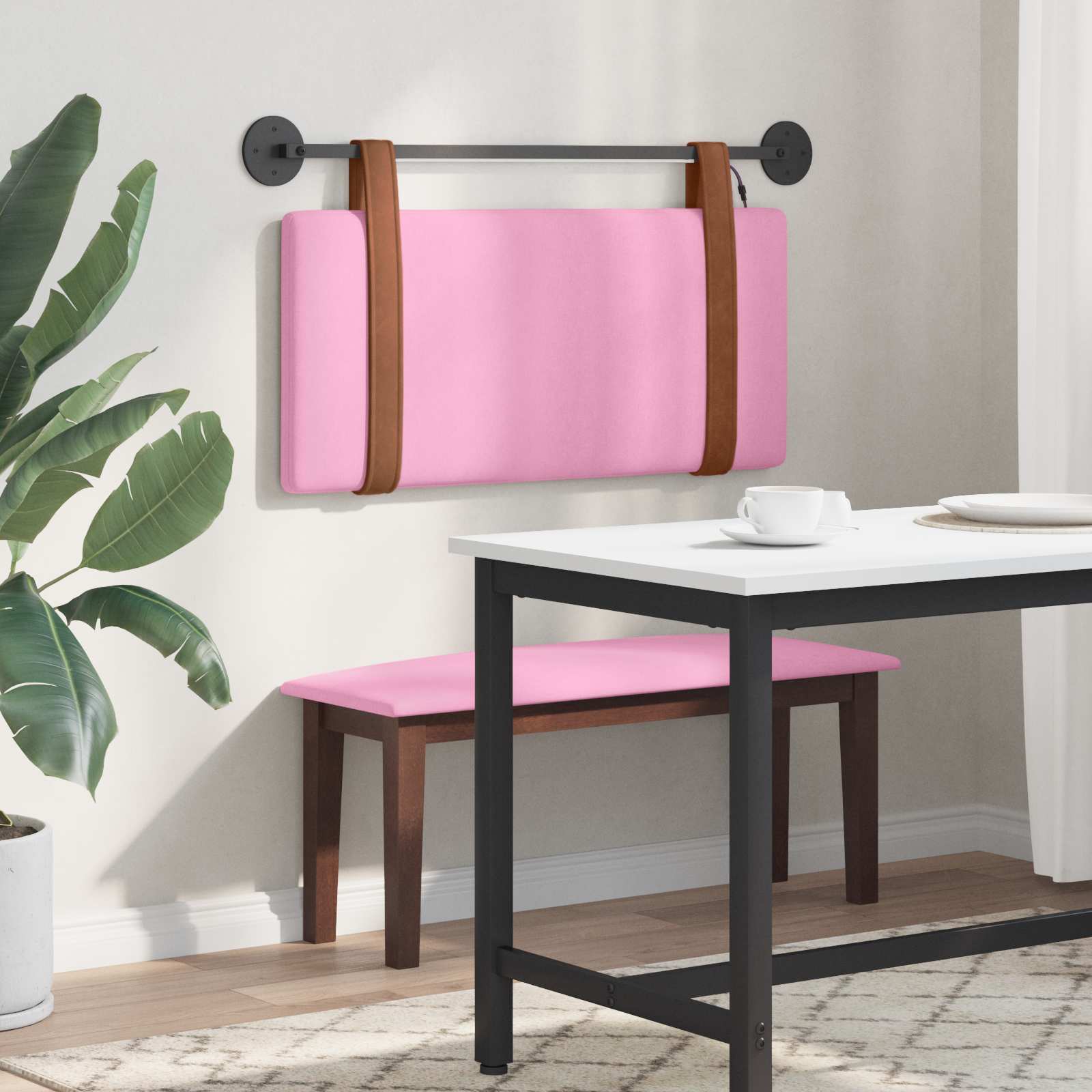 Cabecero colgante Con luz LED Rosa PU antiguo