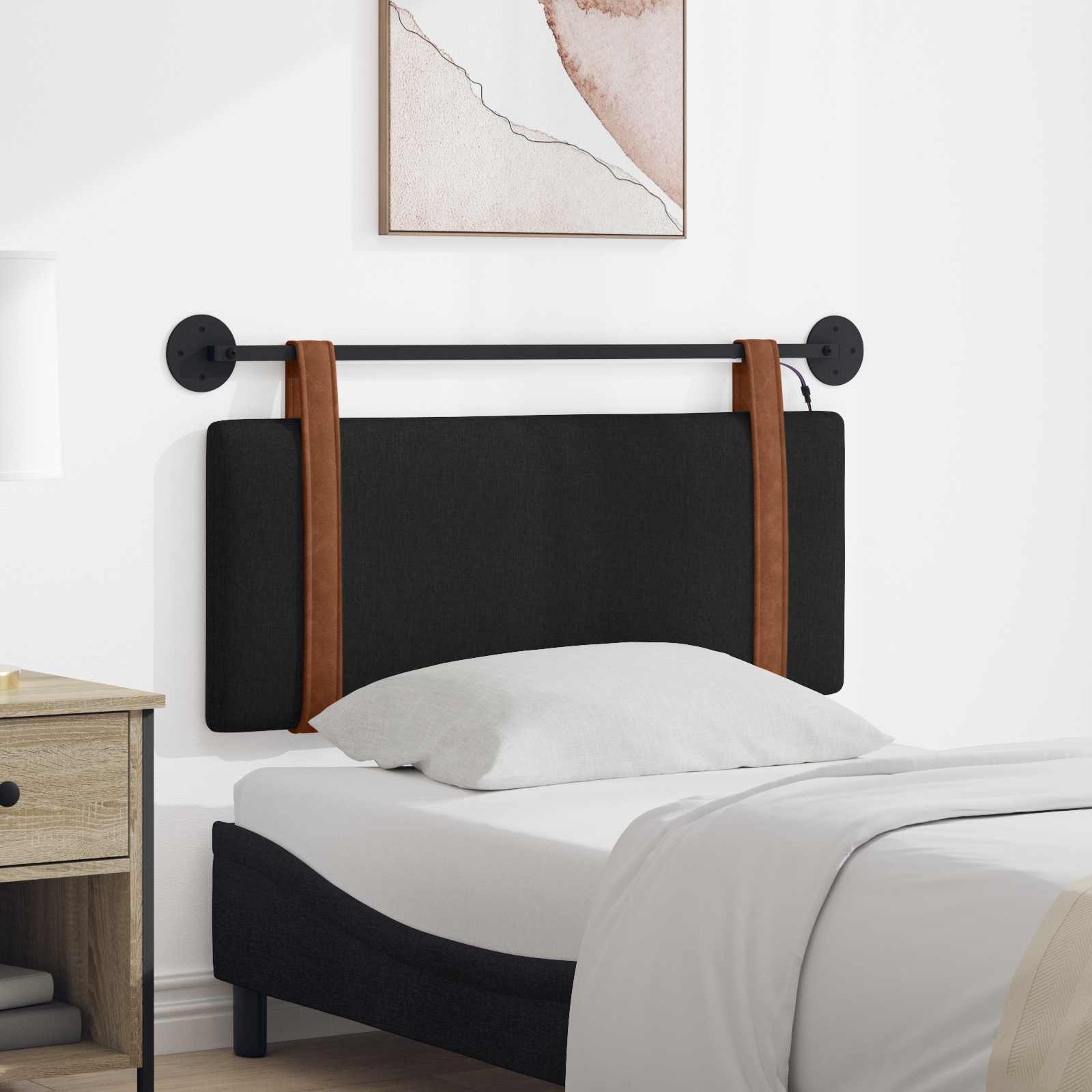 Cabecero colgante Con luz LED Negro PU antiguo