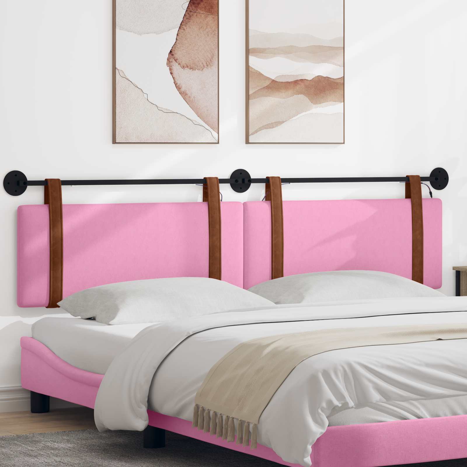 Cabecero colgante Con luz LED Rosa PU antiguo