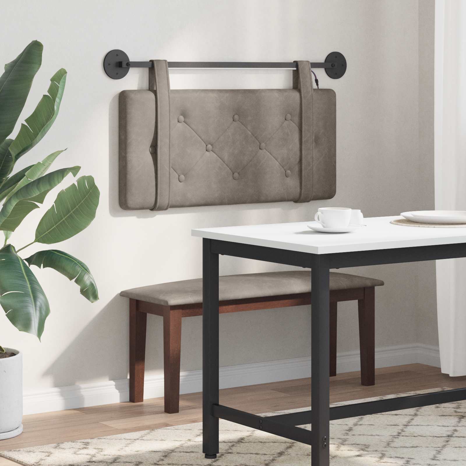 Cabecero colgante Con luz LED Gris PU antiguo