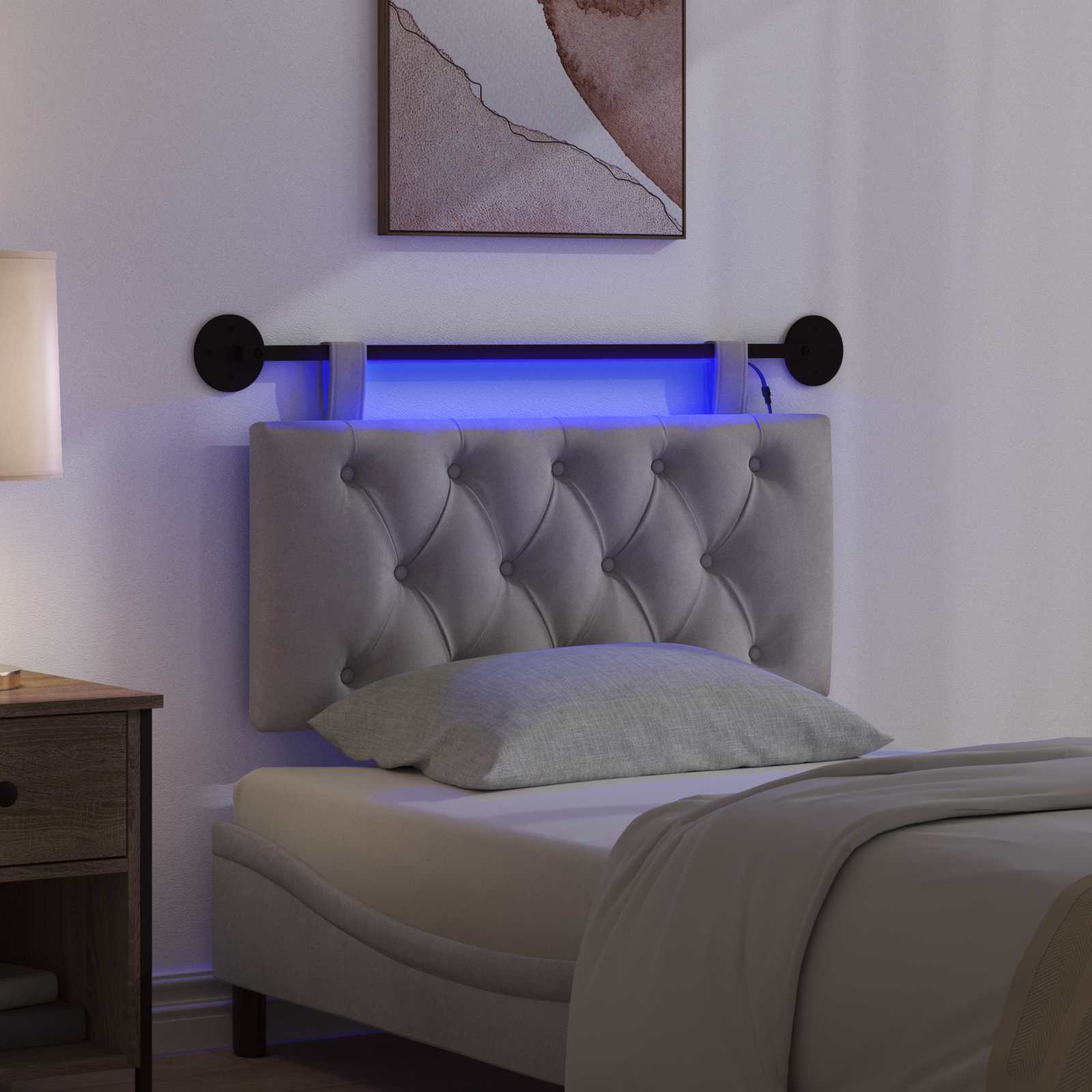 Cabecero colgante Con luz LED Gris Claro Terciopelo