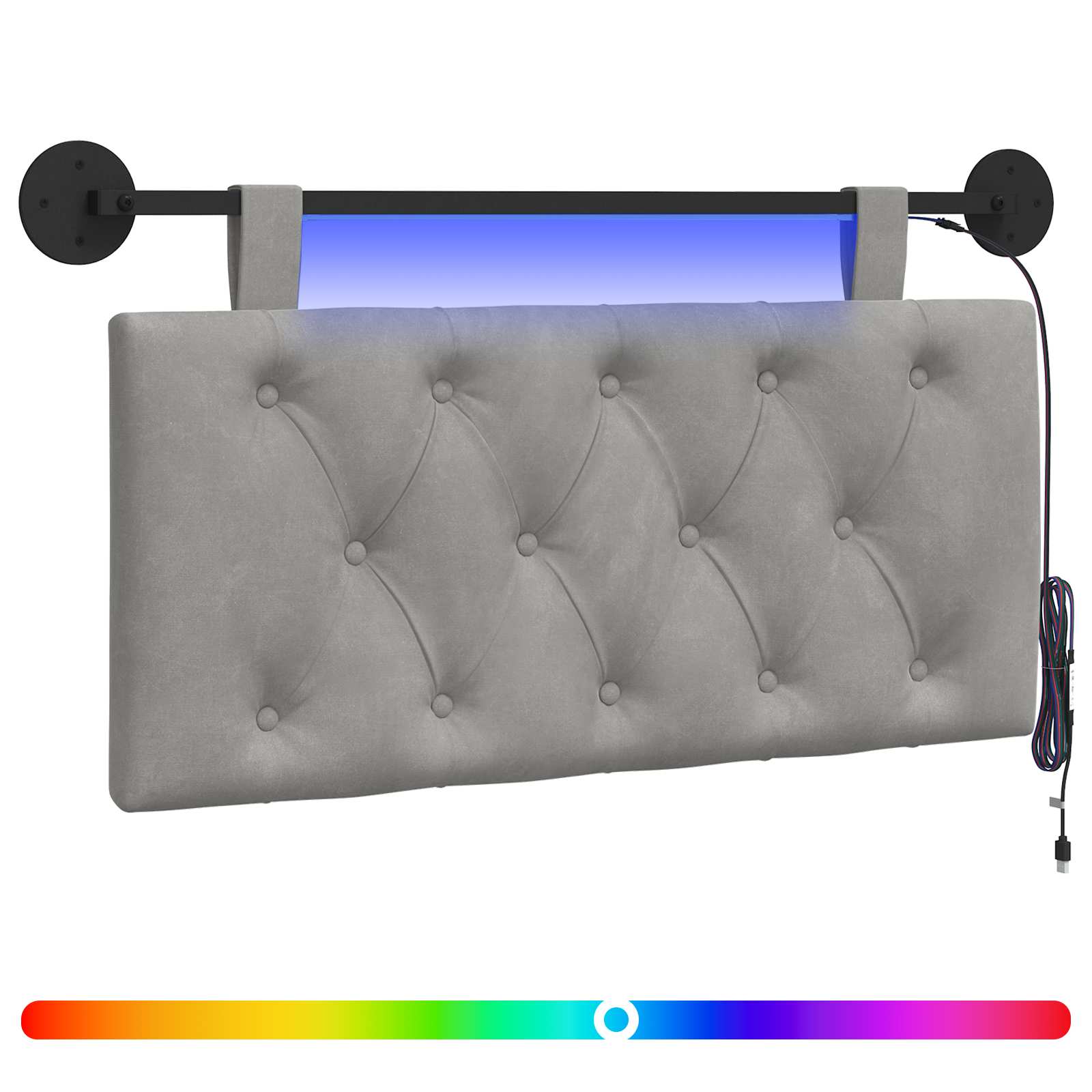 Cabecero colgante Con luz LED Gris Claro Terciopelo