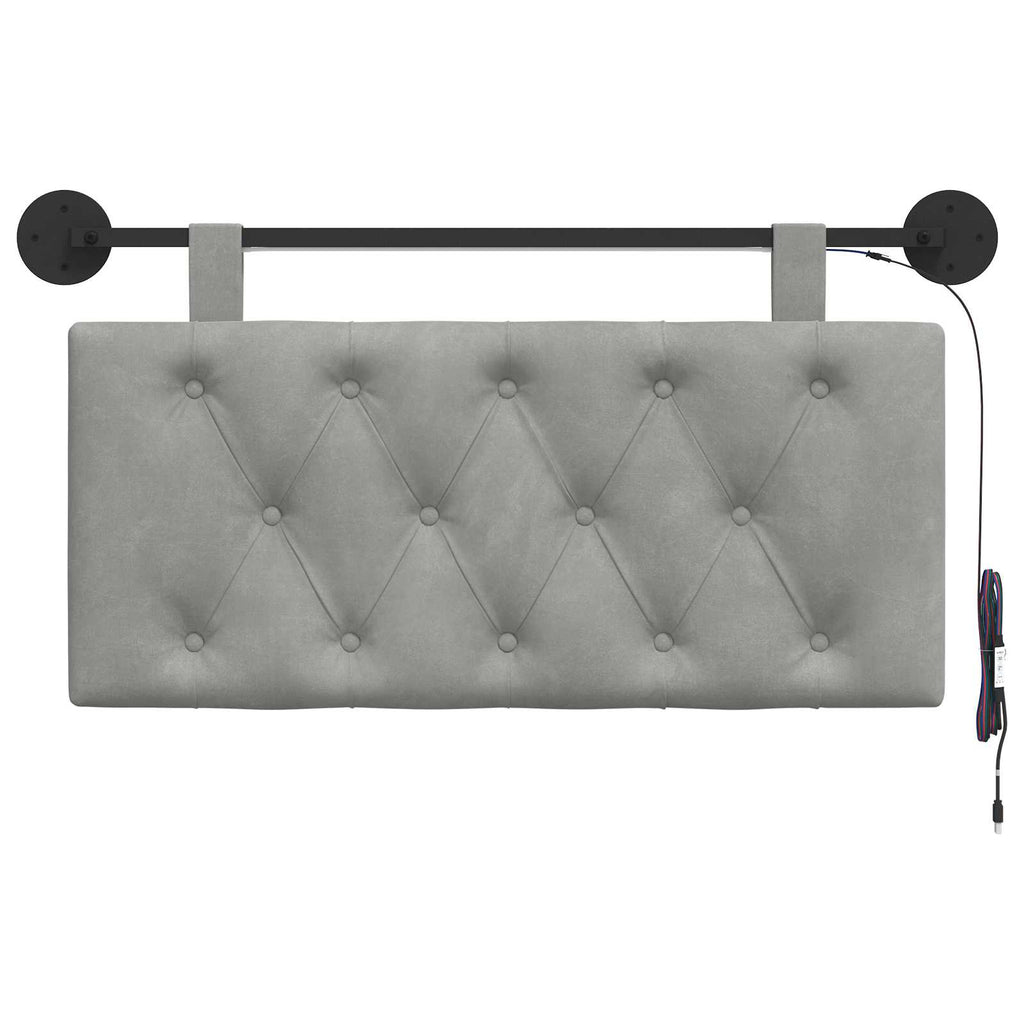 Cabecero colgante Con luz LED Gris Claro Terciopelo