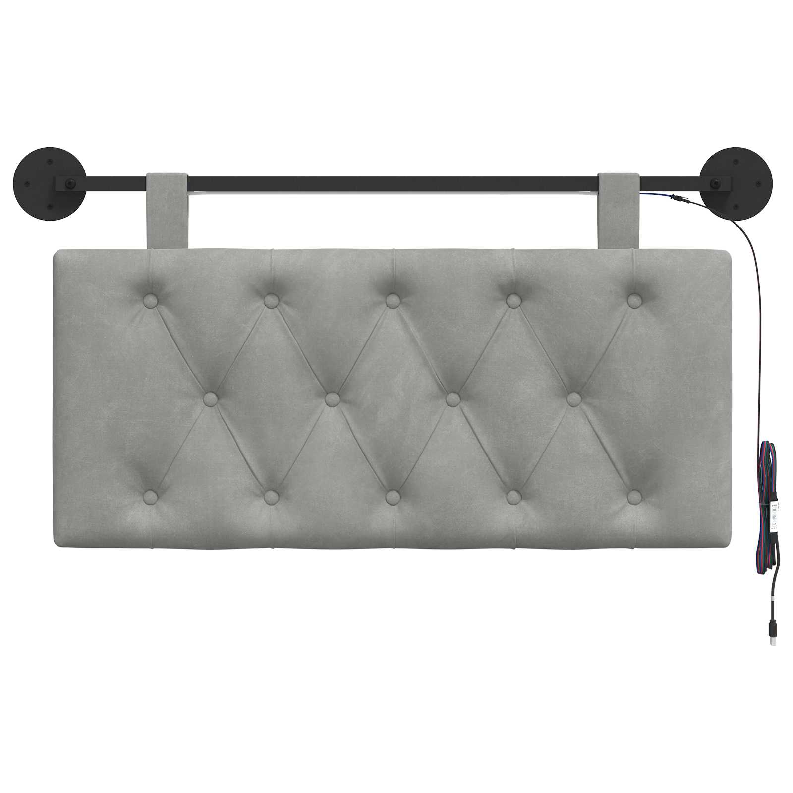 Cabecero colgante Con luz LED Gris Claro Terciopelo