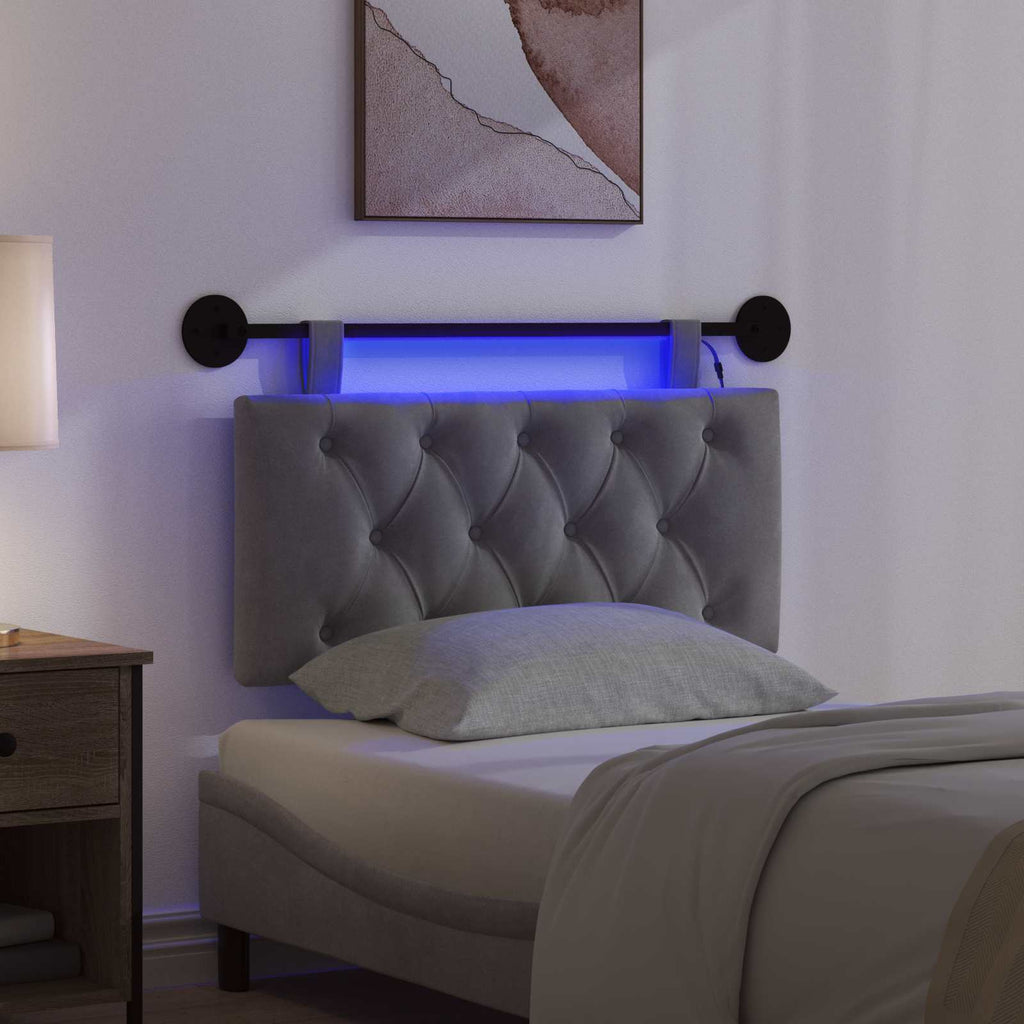 Cabecero colgante Con luz LED Gris oscuro Terciopelo