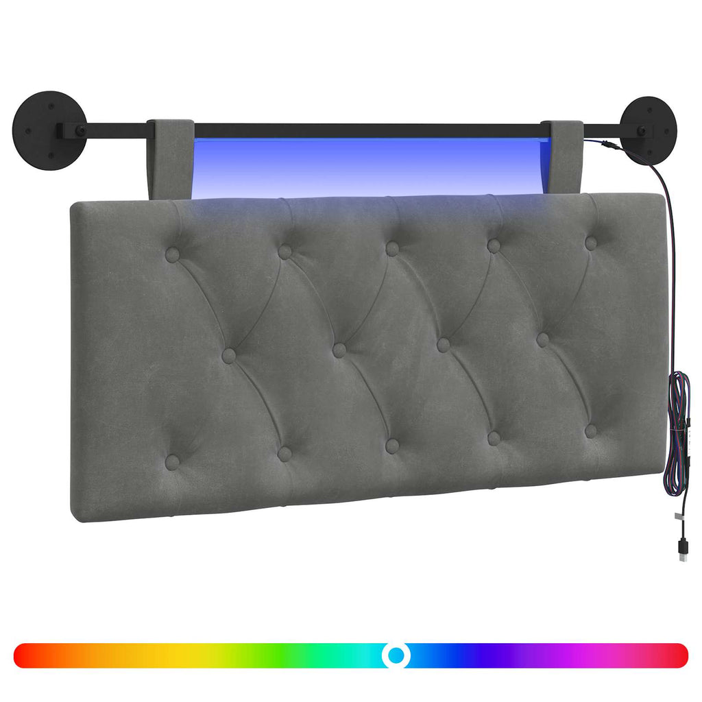 Cabecero colgante Con luz LED Gris oscuro Terciopelo