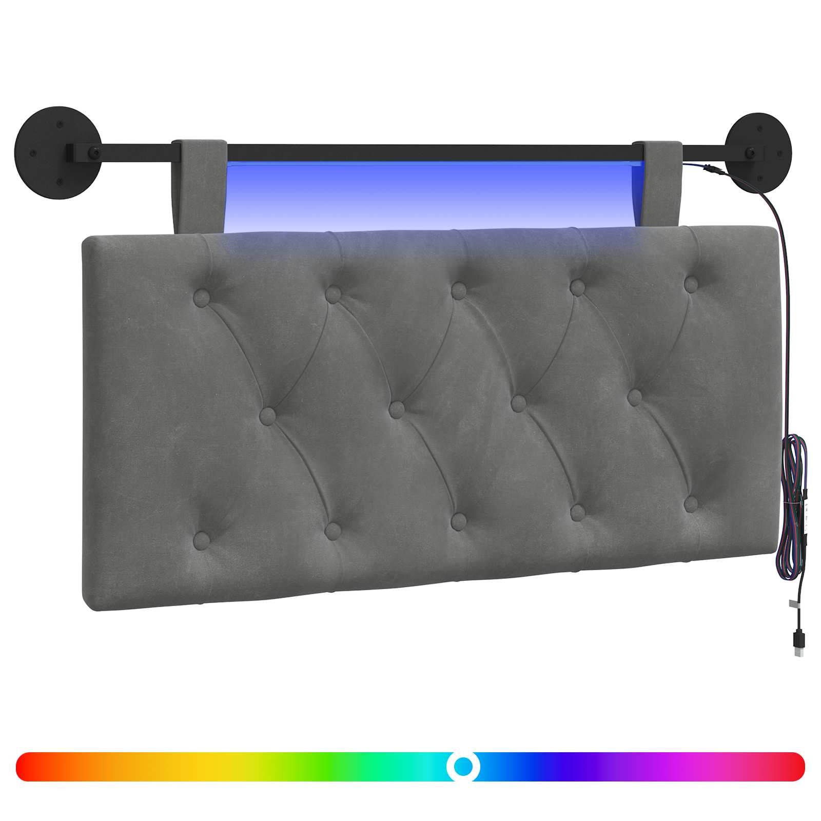 Cabecero colgante Con luz LED Gris oscuro Terciopelo