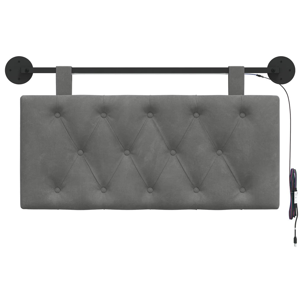 Cabecero colgante Con luz LED Gris oscuro Terciopelo