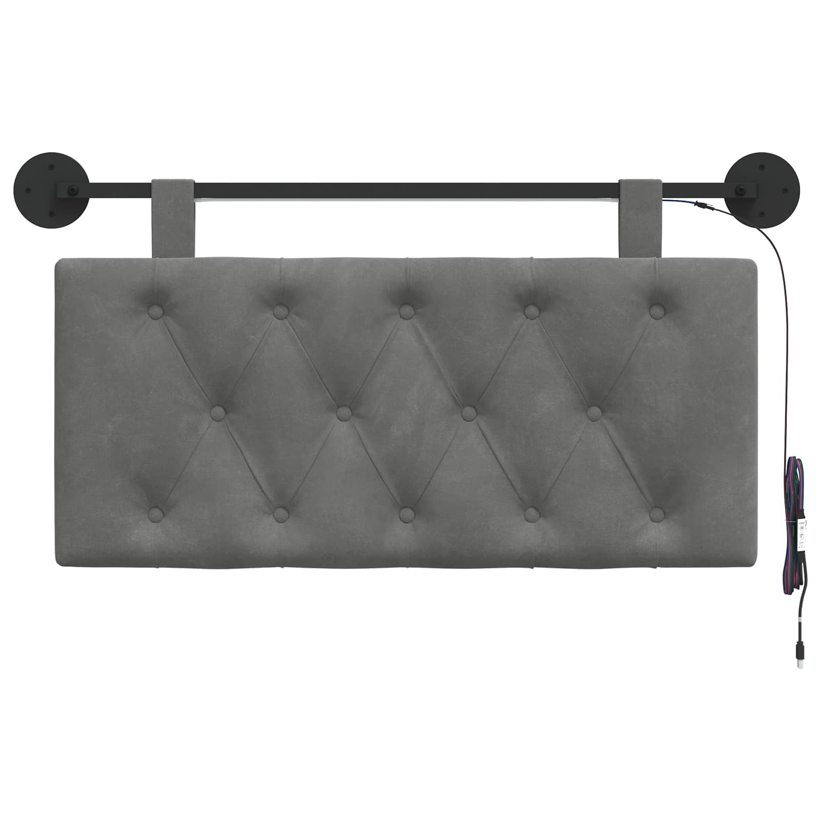 Cabecero colgante Con luz LED Gris oscuro Terciopelo