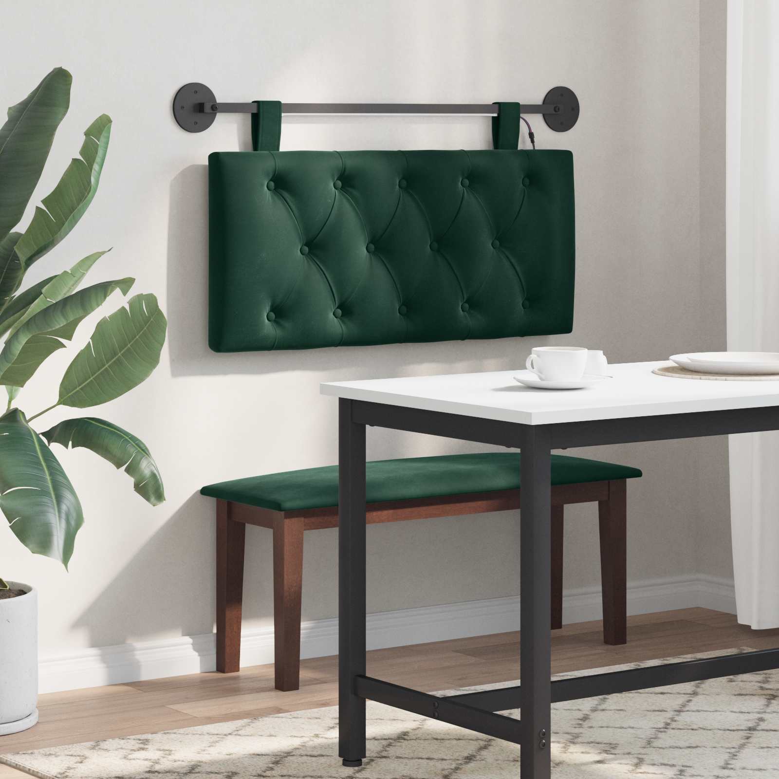 Cabecero colgante Con luz LED Verde oscuro Terciopelo