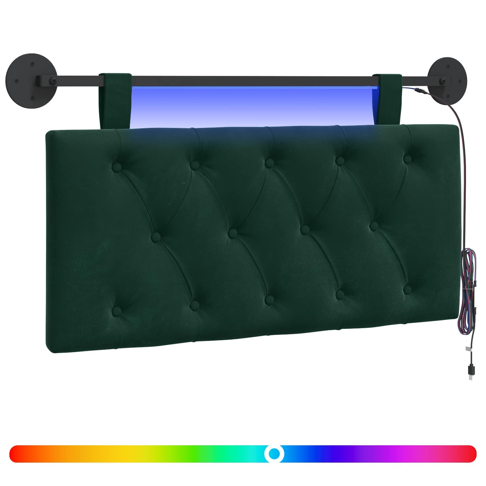 Cabecero colgante Con luz LED Verde oscuro Terciopelo