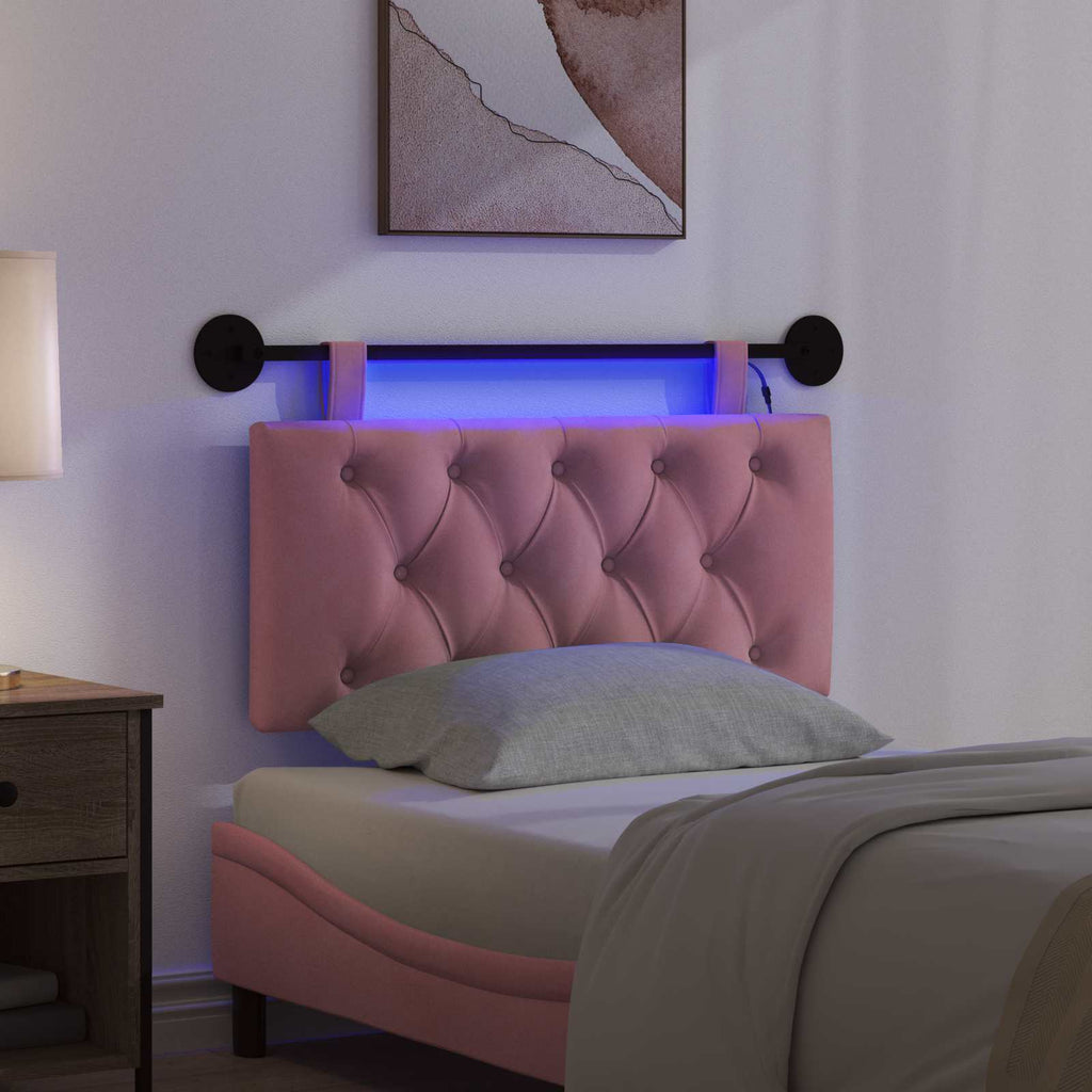 Cabecero colgante Con luz LED Rosa Terciopelo