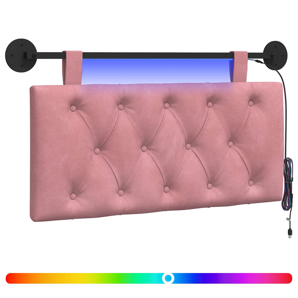 Cabecero colgante Con luz LED Rosa Terciopelo