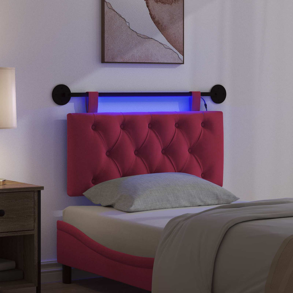 Cabecero colgante Con luz LED Rojo vino Terciopelo