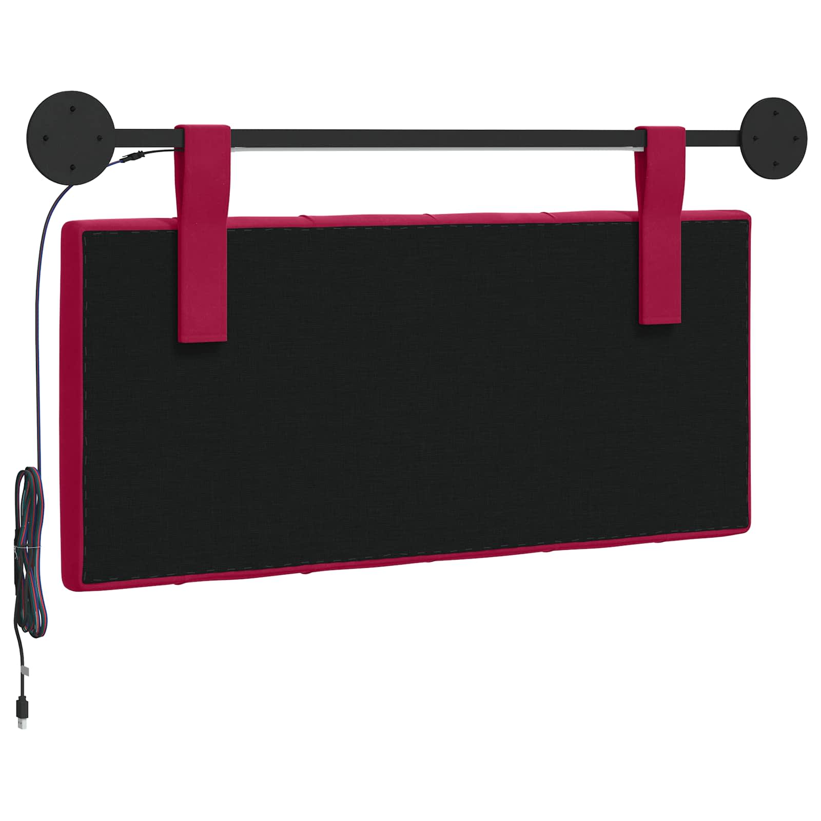 Cabecero colgante Con luz LED Rojo vino Terciopelo