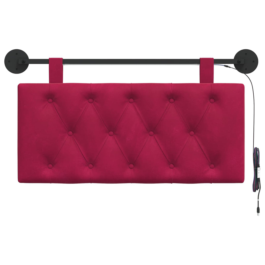 Cabecero colgante Con luz LED Rojo vino Terciopelo
