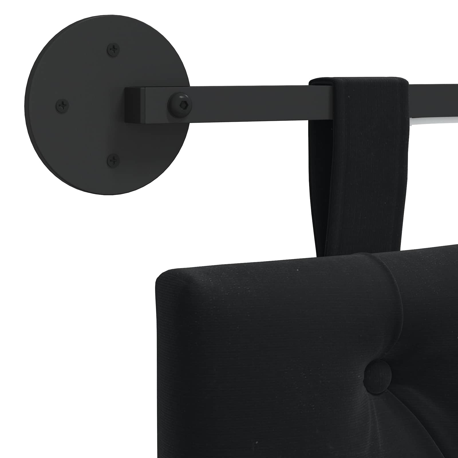 Cabecero colgante Con luz LED Negro Terciopelo