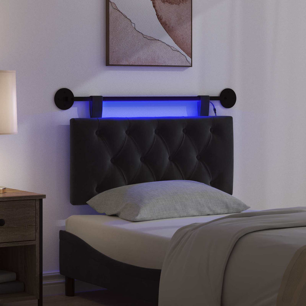 Cabecero colgante Con luz LED Negro Terciopelo