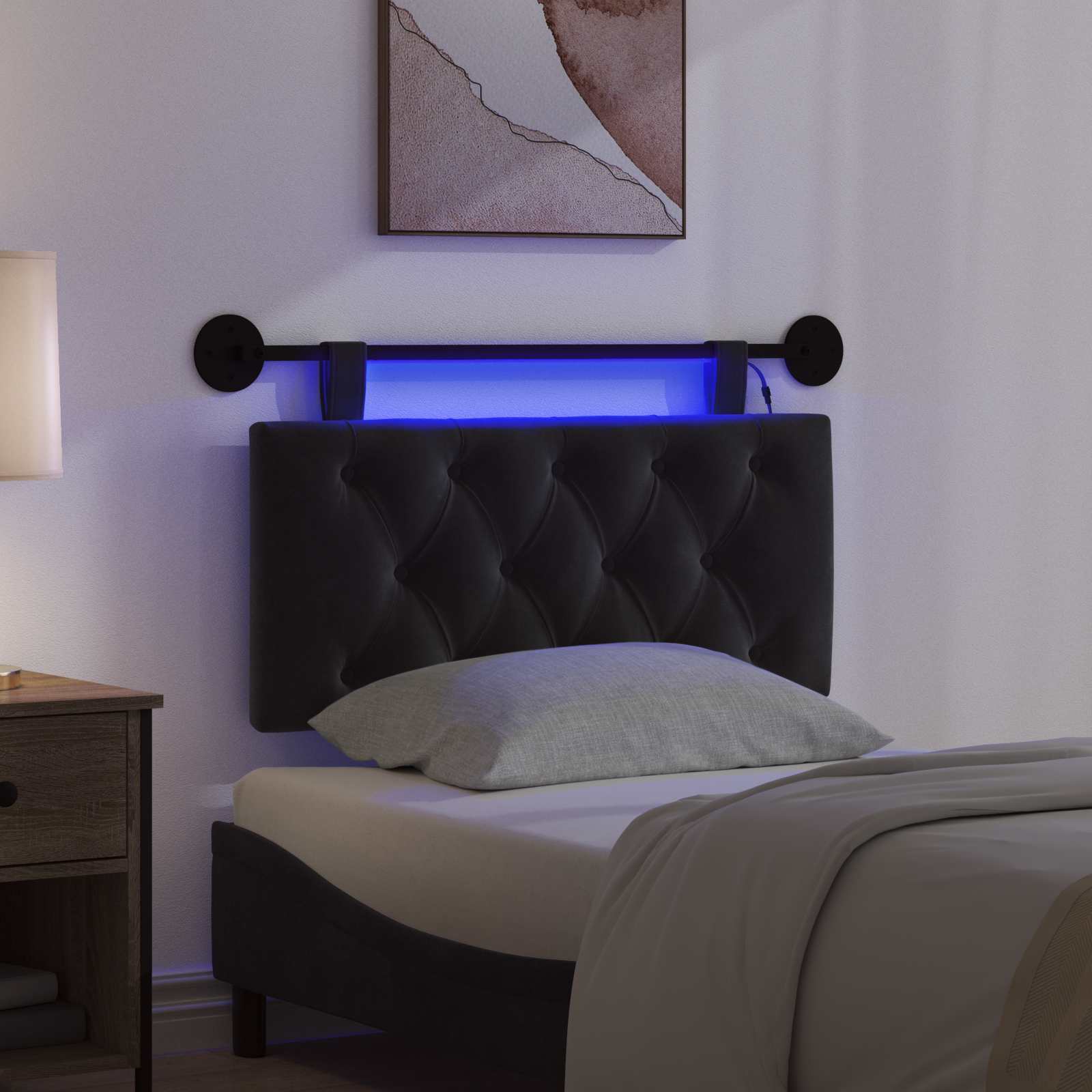Cabecero colgante Con luz LED Negro Terciopelo