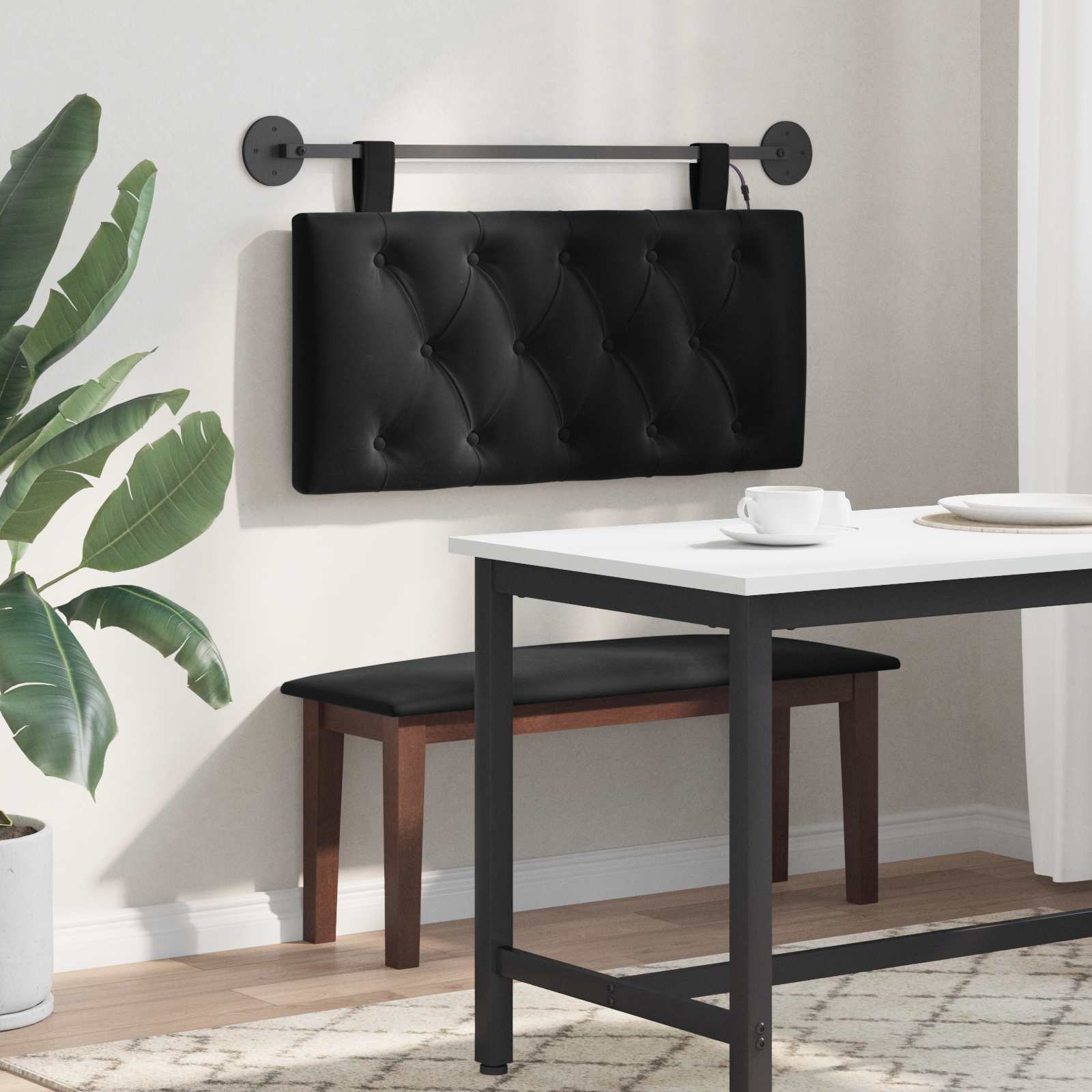 Cabecero colgante Con luz LED Negro Terciopelo